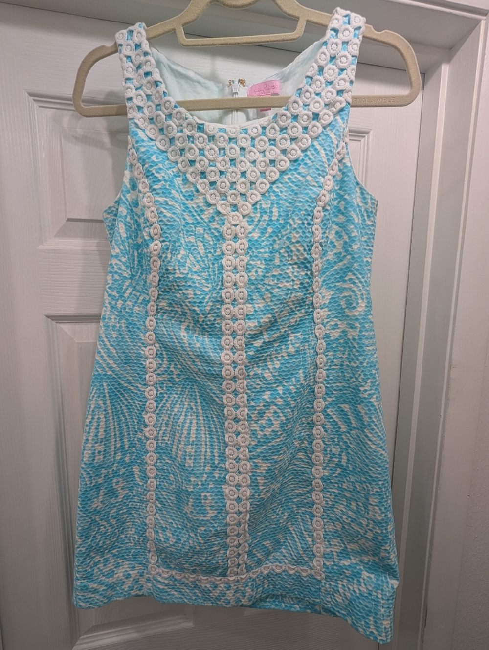 Lilly Pulitzer McFarlane Mini Dress Blue Sea Cups Lace Detail Size 8